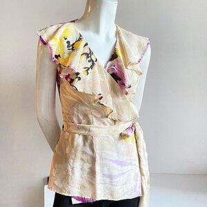 Yumi Kim Silk  Floral Sleeveless Wrap Top Xs